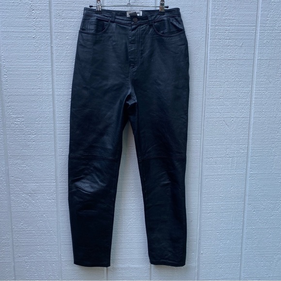 Vintage Babatelle Black Leather High Waist Pants Size 8 - Picture 13 of 13